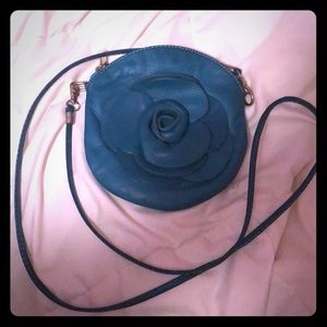 MADE IN ITALY genuine leather blue crossbody bag